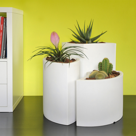 Set fioriera bianco 3 vasi per piante design casa giardino Tris Petalo