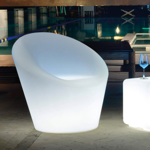 Poltrona design luminosa LED per esterno giardino bar ristorante Happy