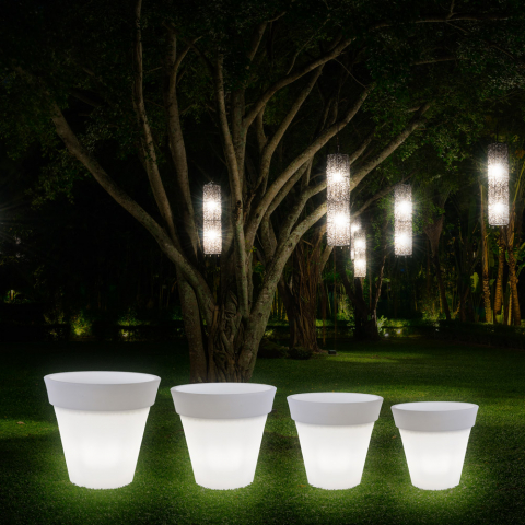 Vaso conico luminoso per esterno giardino con kit luce Pegasus