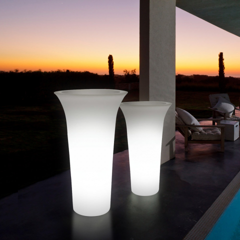 Vaso luminoso da esterno alto rotondo design moderno con kit luce Flos