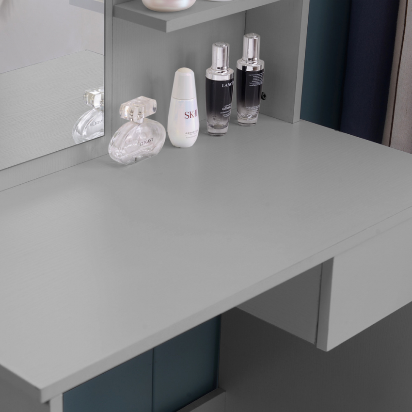 Sgabello da trucco regolabile grigio chiaro 38,5x52-65 cm