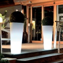 Vaso design tondo luminoso alto Ø 39 x 85cm kit luce per esterno giardino Hydra Saldi