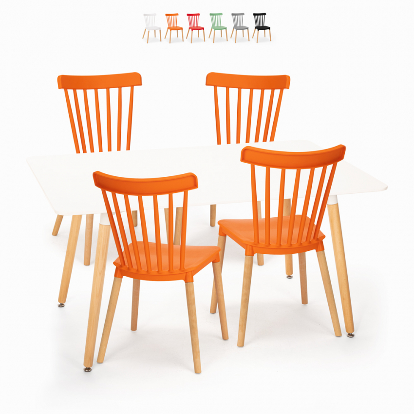 Set tavolo da pranzo bianco 120x80cm 4 sedie design cucina ristorante Bounty Costo