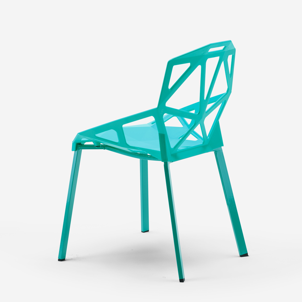 Sedia design geometrico moderno in plastica metallo Hexagonal - Foto 14 di 40