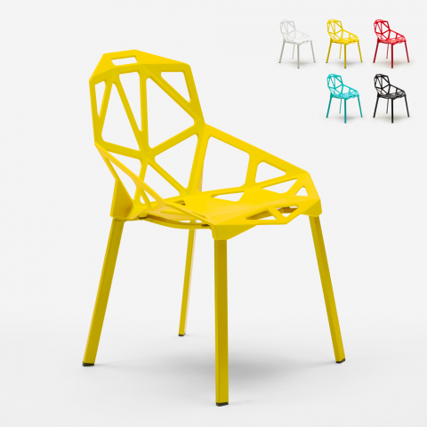 Sedia design geometrico moderno polipropilene metallo Hexagonal Promozione