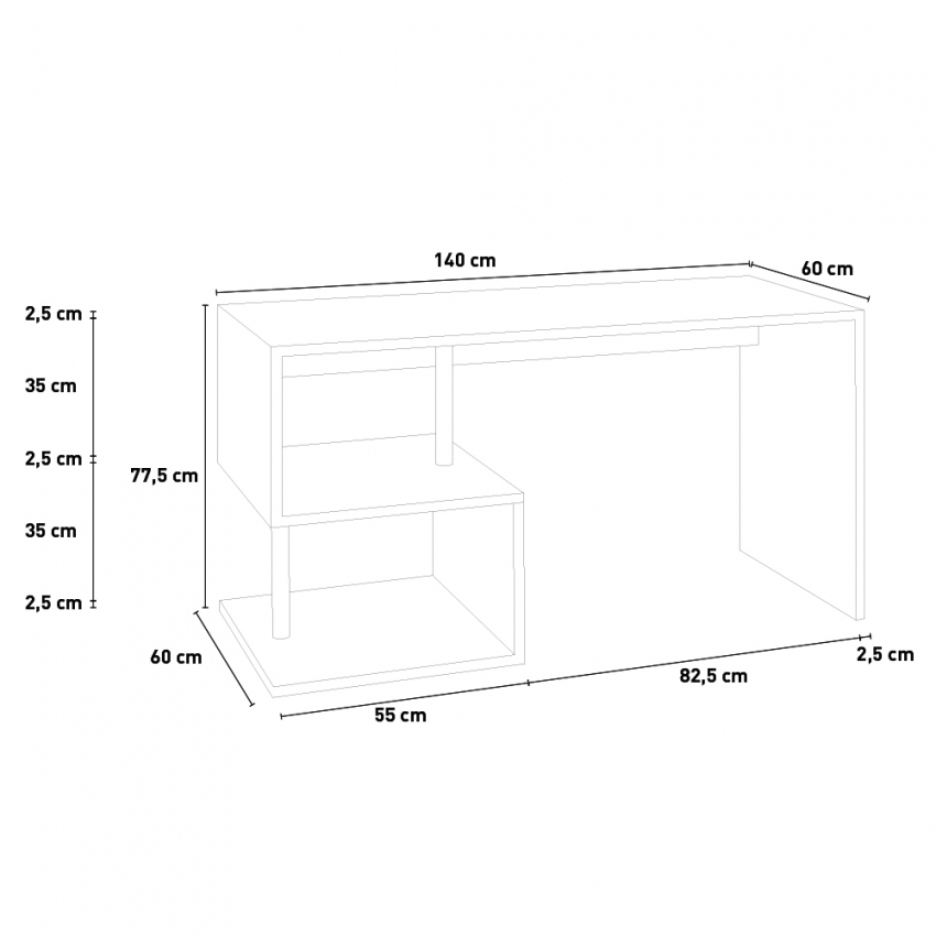 Esse 2 Report Scrivania design ufficio studio moderno 140x60cm antracite