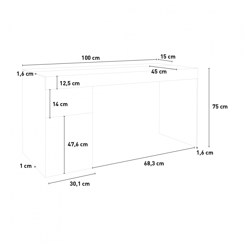 Sliding M Acero scrivania salvaspazio piano scorrevole 100x60cm ufficio