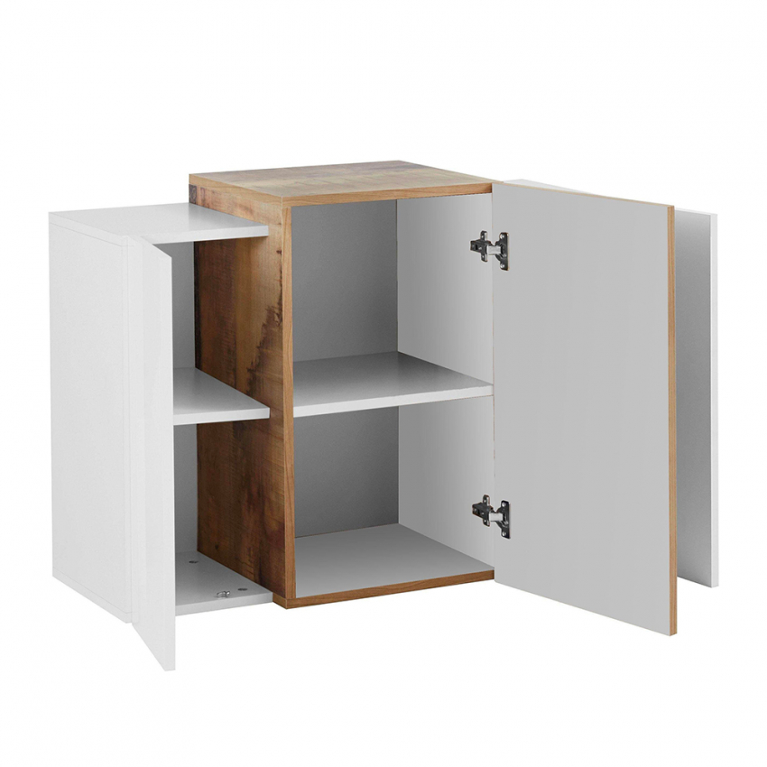 Corona Unit Maple Pensile sospeso bianco lucido e legno con 3 ante salotto