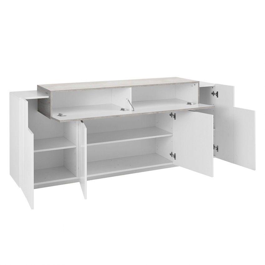 Corona Side Credenza soggiorno buffet moderno 200cm 4 vani bianco