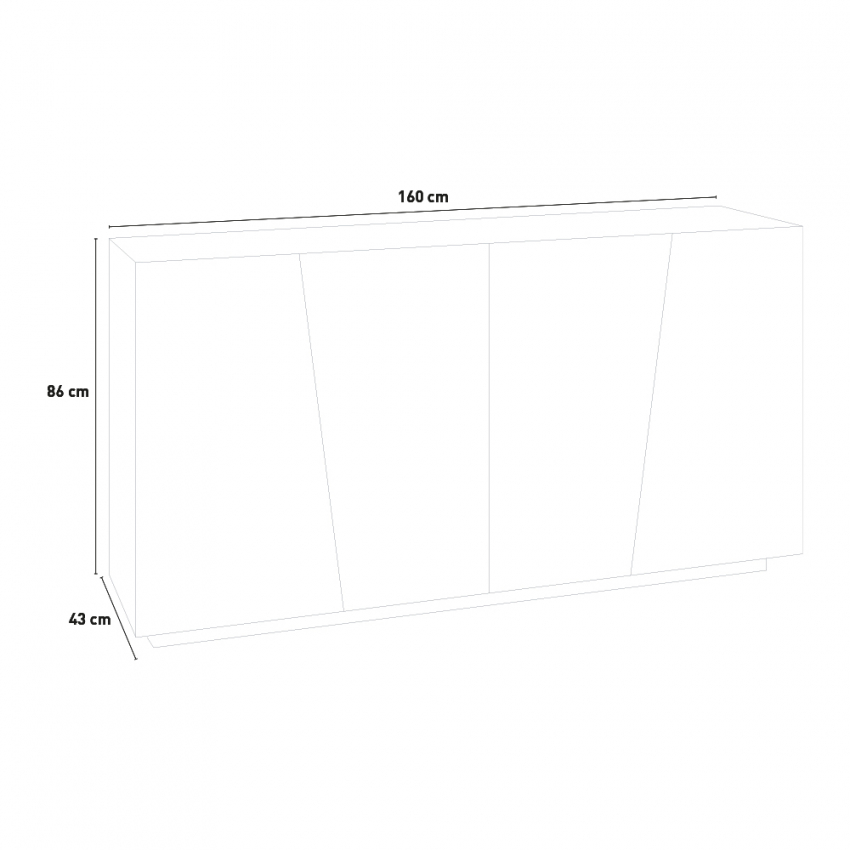 Vega Four credenza mobile soggiorno 160cm 4 ante design bianco lucido