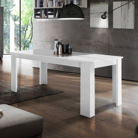 Tavolo bianco lucido allungabile 90x140-190 per sala da pranzo Jesi Light Promozione