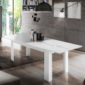 Tavolo bianco lucido allungabile 140-190x90cm per sala da pranzo Jesi Light Saldi