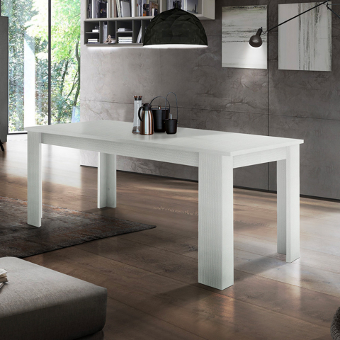 Tavolo moderno per sala da pranzo allungabile 120-170x90cm legno bianco Jesi Lariks
