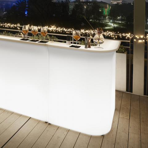 Angolo bancone bar luminoso personalizzabile reception cocktail Slide Break Corner