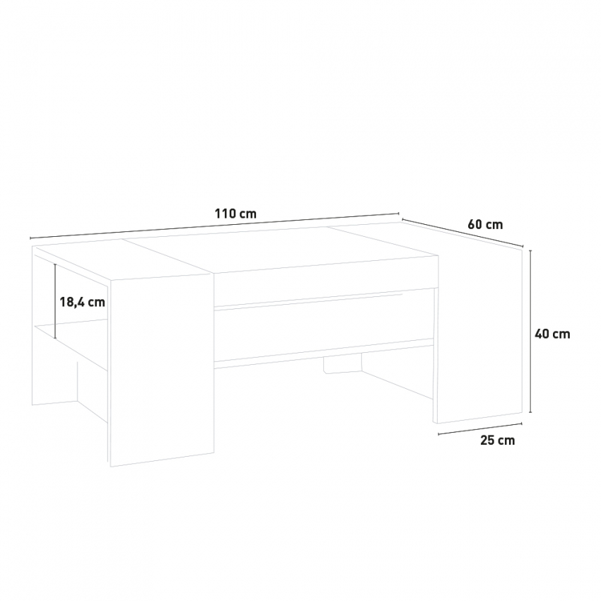 Cherry Ardesia tavolino basso da caffè 110x60cm soggiorno design moderno
