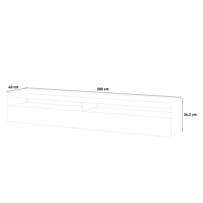 mobile porta tv BURRATA 1 sportello Bianco Lucido 200 cm