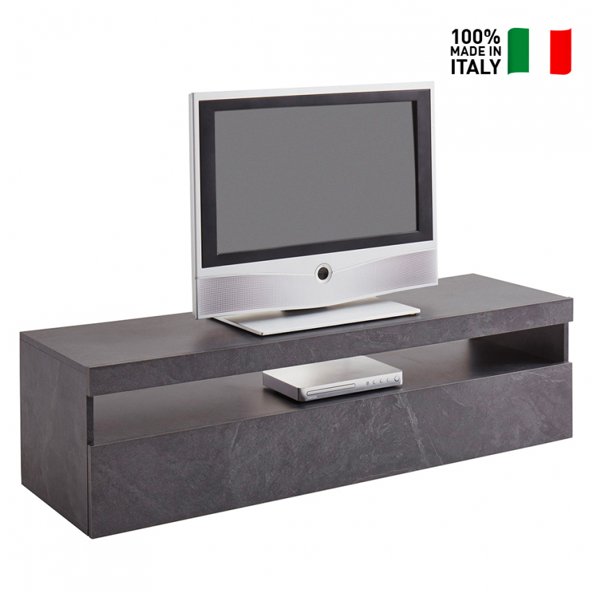 Mobile Porta TV Da Terra Design Moderno 120x35x49 Nero E Noce