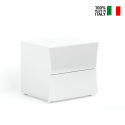 Comodino design bianco lucido 2 cassetti camera da letto Arco Smart Vendita