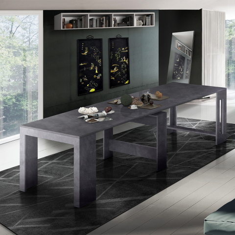Tavolo da pranzo ardesia consolle allungabile 90-300x51cm design moderno Pratika