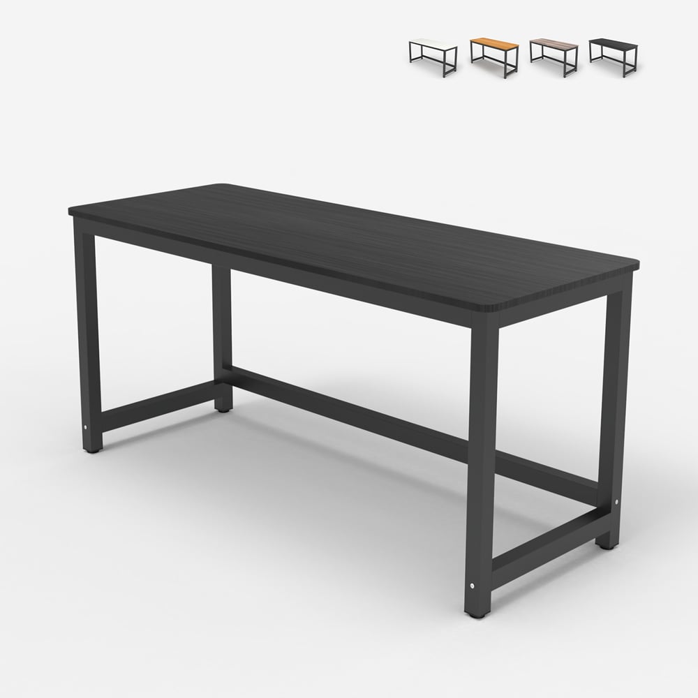 Scrivania ufficio rettangolare 120x60cm legno metallo nero moderno Bridgeblack 120