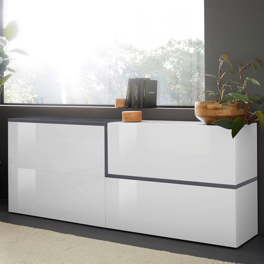 Zet Pavin Ardesia credenza madia 210cm 4 ante ingresso design moderno