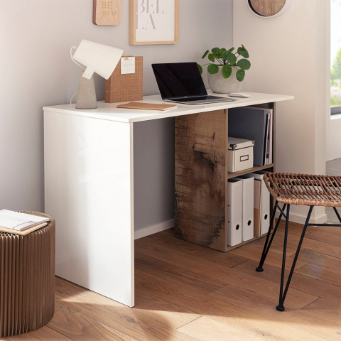 Scrivania design innovativo 110x50cm casa smart working ufficio Conti Acero
