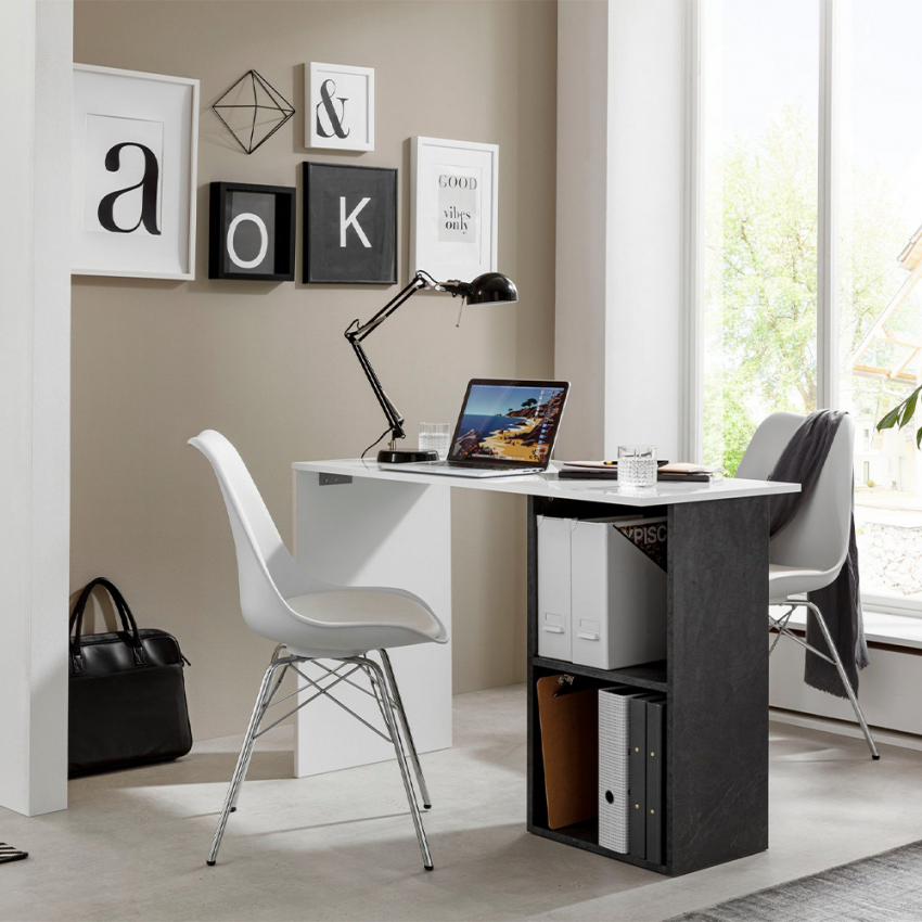 Scrivania smart working 110x50cm ufficio casa design moderno Conti Ardesia Promozione