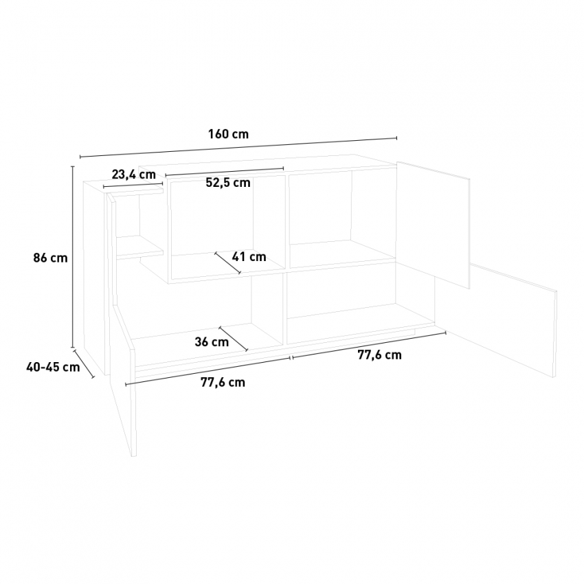 New Coro Four Credenza soggiorno bianco ardesia design moderno 160cm 4 ante