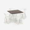 set tavolo 80x80cm design industriale 4 sedie stile bar cucina hustle white Caratteristiche
