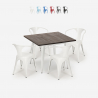set tavolo 80x80cm design industriale 4 sedie stile bar cucina hustle white Offerta