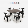 set tavolo 80x80cm design industriale 4 sedie stile Lix bar cucina hustle white Sconti