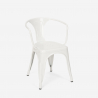 set tavolo 80x80cm design industriale 4 sedie stile bar cucina hustle white 