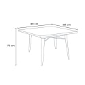 set tavolo 80x80cm design industriale 4 sedie stile bar cucina hustle white 