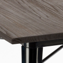 set tavolo 80x80cm 4 sedie design industriale stile cucina bar hustle black 