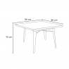 set tavolo 80x80cm 4 sedie design industriale stile cucina bar hustle black 