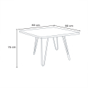 set 4 sedie stile Lix tavolo 80x80cm design industriale bar cucina reims dark 