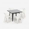 set cucina tavolo 80x80cm nero stile industriale 4 sedie century black Caratteristiche