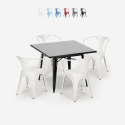 set cucina tavolo 80x80cm nero stile industriale 4 sedie century black Offerta