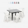 set cucina tavolo 80x80cm nero stile industriale 4 sedie century black Offerta