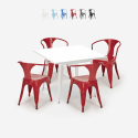 set 4 sedie Lix tavolo acciaio bianco 80x80cm industriale century white Catalogo