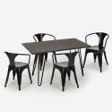 set cucina ristorante tavolo legno 120x60cm 4 sedie stile industriale Lix wismar Scelta
