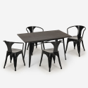 set design industriale tavolo 120x60cm 4 sedie stile cucina bar caster Prezzo