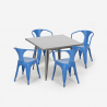 set industriale tavolo cucina acciaio 80x80cm 4 sedie century Misure