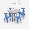 set industriale tavolo cucina acciaio 80x80cm 4 sedie century Saldi