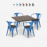 set tavolo cucina 80x80cm industriale 4 sedie legno metallo hustle wood white Offerta