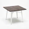 set tavolo cucina 80x80cm industriale 4 sedie legno metallo hustle wood white 