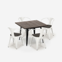 set industriale tavolo cucina 80x80cm 4 sedie legno metallo hustle wood black Modello