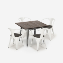 set cucina industriale tavolo 80x80cm 4 sedie legno metallo hustle wood Misure
