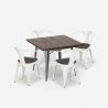 set cucina industriale tavolo 80x80cm 4 sedie Lix legno metallo hustle wood Misure