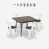 set cucina industriale tavolo 80x80cm 4 sedie Lix legno metallo hustle wood Offerta